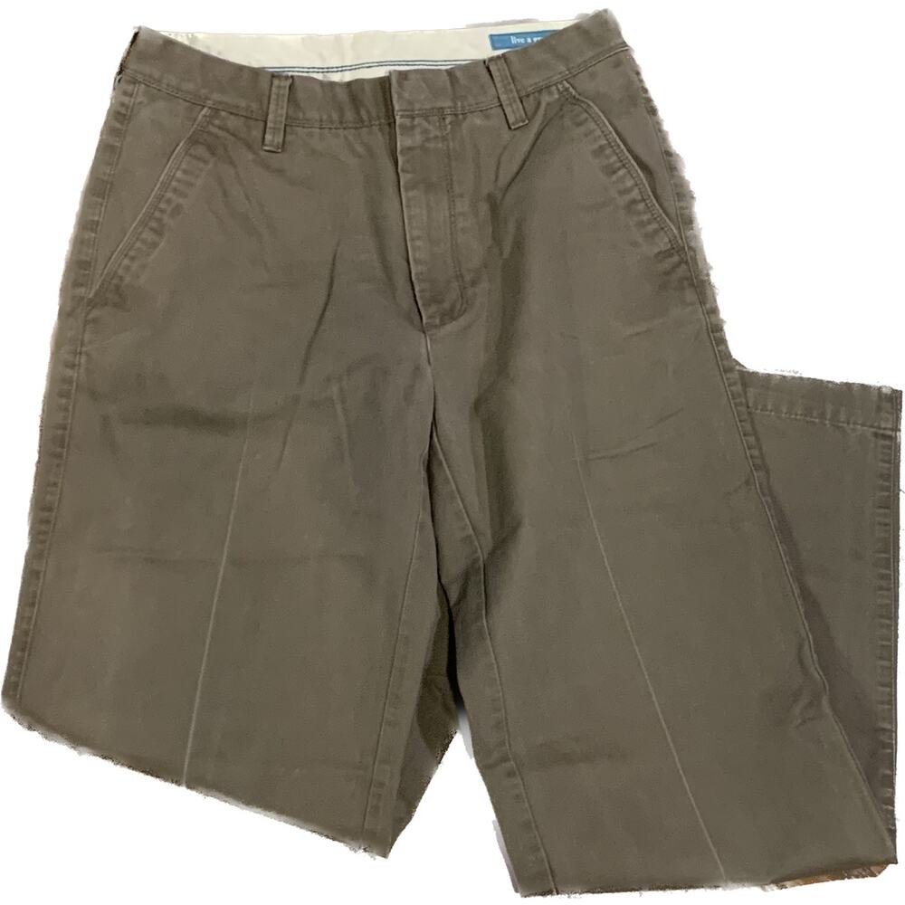 Haggar Life Khaki Pants LK 30x32 Brown Pockets Hook Zipper Fly Chino Flat Front